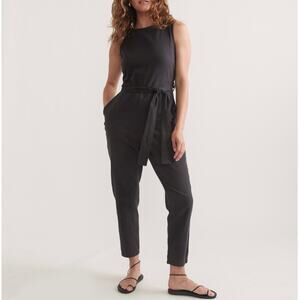 Marine Layer Eloise Belted Sleeveless Jumpsuit Black Size XS